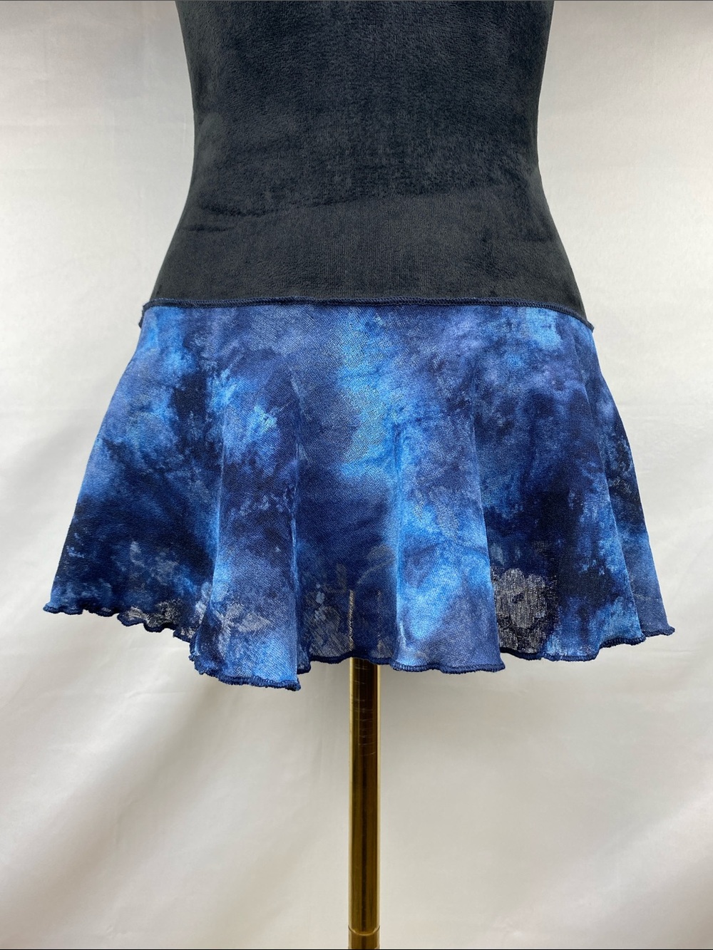Vintage Y2K Blue Tie Dye Sheer Floral Mesh Micro Mini Skirt Cover Up One Size